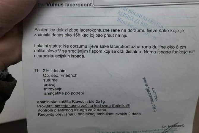 Lekarski nalaz iz bolnice nasmejao je mnoge Na ženu pao pršut