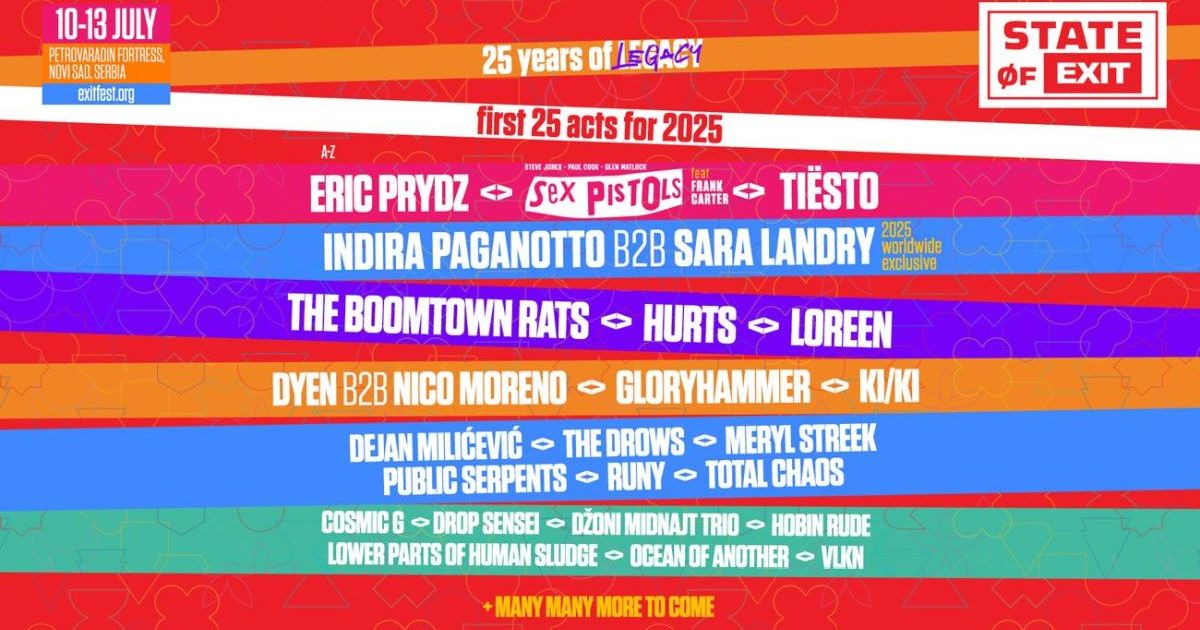 Exit Slavi Godina Sex Pistols Ti Sto Loreen I Eric Prydz Predvode Prvih Imena