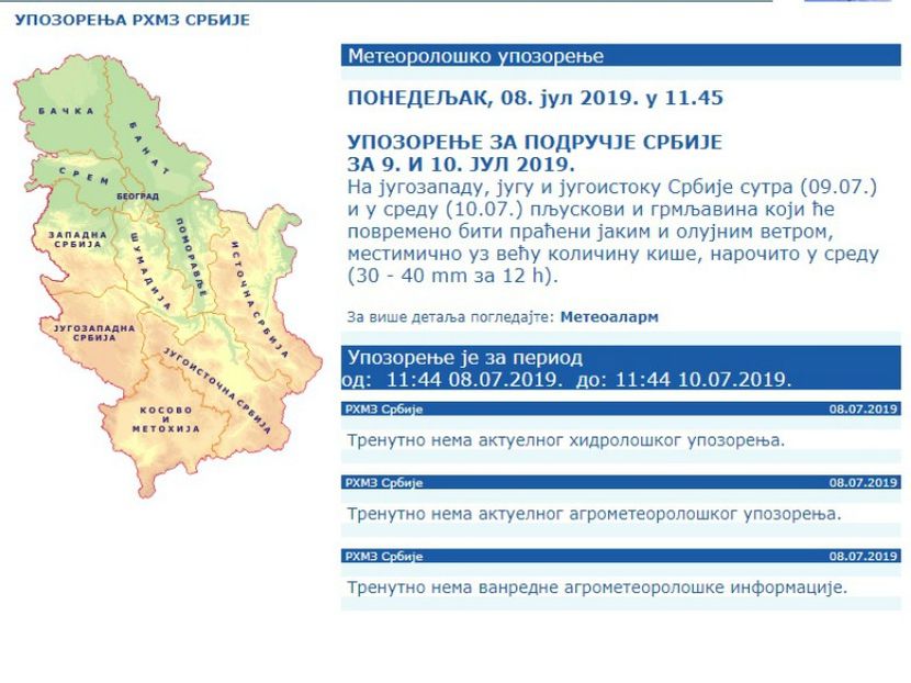 RHMZ, vremenska prognoza RHMZ, vremenska prognoza