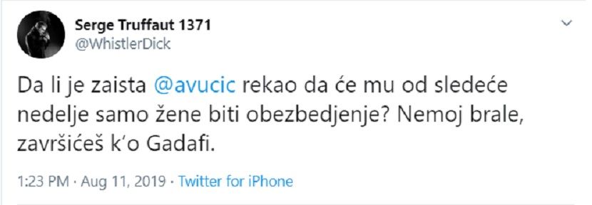 Sergej Trifunović, Tviter, Aleksandar Vučić, pretnje Sergej Trifunović, Tviter, Aleksandar Vučić, pretnje
