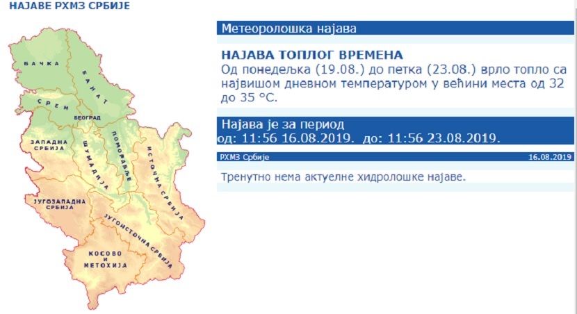 Najava, toplo vreme Najava, toplo vreme
