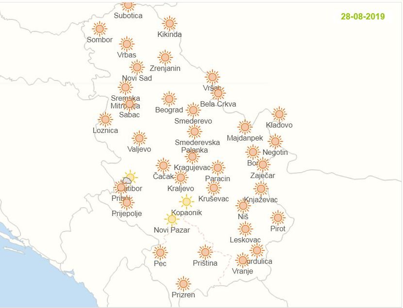 Vreme za 28. avgust Vreme za 28. avgust