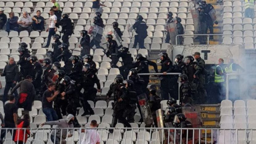 Autokomanda, FK Partizan - FK Crvena zvezda, 161. Veciti derbi, tuča navijača