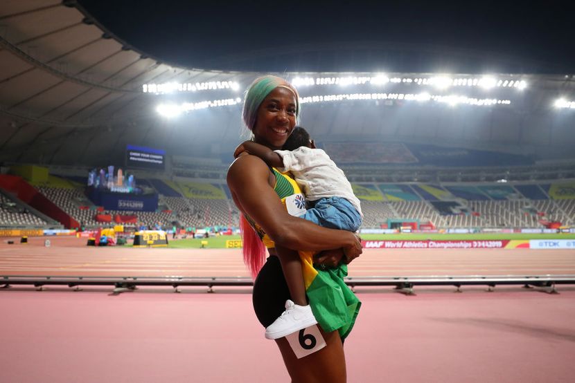 Šeli En Frejzer Prajs sa sinom, Doha 2019 Šeli En Frejzer Prajs sa sinom, Doha 2019