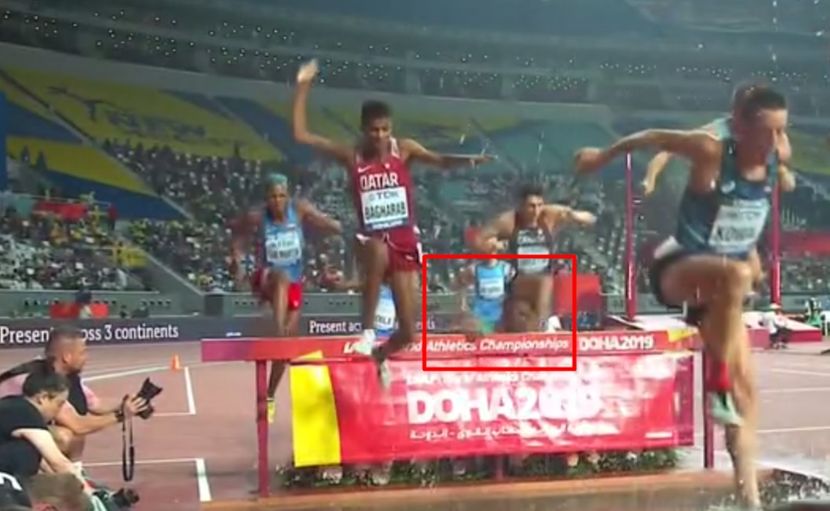 Takele Nigate, udarci glavom, 3000 metara stipl, Doha 2019 Takele Nigate, udarci glavom, 3000 metara stipl, Doha 2019