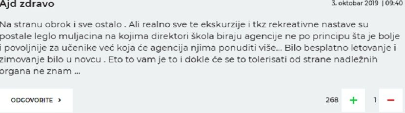 komentari roditelja, ručak na ekskurziji komentari roditelja, ručak na ekskurziji