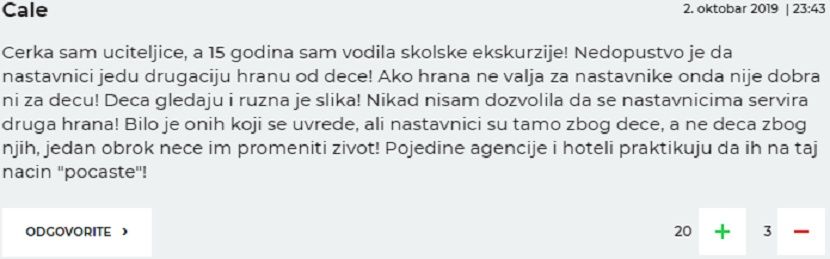 komentari roditelja, ručak na ekskurziji komentari roditelja, ručak na ekskurziji