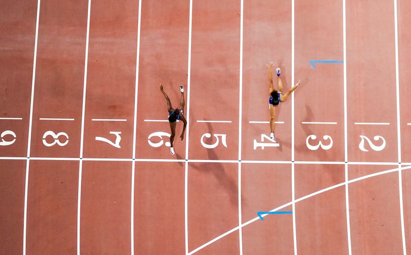 Dalila Muhamad i Sidnej Meklolin, 400m prepone svetski rekord 5, Doha 2019 Dalila Muhamad i Sidnej Meklolin, 400m prepone svetski rekord 5, Doha 2019