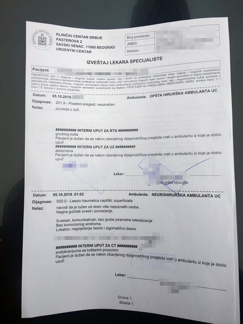izveštaj lekara, Staniša Lazarac izveštaj lekara, Staniša Lazarac