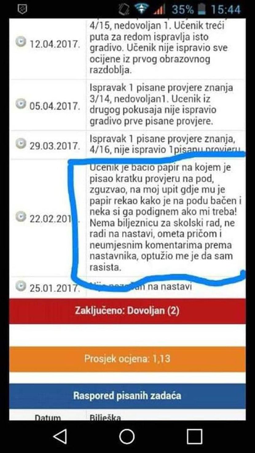 Hrvati Vec Dugo Imaju Elektronski Dnevnik I Urnebesne Beleske U Njima Ucenik Crta Musko Spolovilo Telegraf Rs