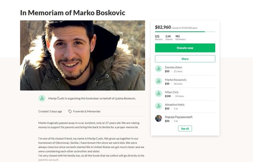 Marko Bošković, donacija Marko Bošković, donacija