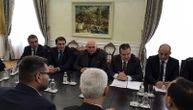 Ivica Dacic and Dragan Markovic Palma with MPs, businessmen and local Turkish officials