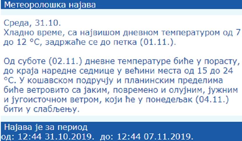 najava RHMZ najava RHMZ