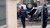 Čuo se strahovit udarac: Saobraćajka u Jagodini, policijski auto završio na krovu