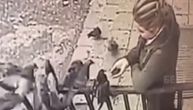 Žena na snimku hrani golubove, a onda grabi jednog i unosi ga u kuću: Svi se plaše da ga je pojela