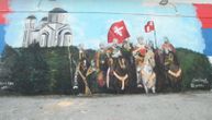 Knez Lazar predvodi srpsku vojsku pred Kosovski boj na muralu u Vladičinom Hanu