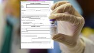 Ovo je dokument koji potpisuje svaki pacijent kada prima vakcinu protiv korona virusa