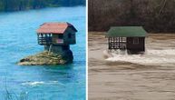 Kućica na steni bori se sa Drinom: Mutna voda preti sa svih strana, ljudi uvereni da znaju ishod