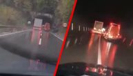 Truck driver goes wild through the Sicevo Gorge: Overtakes a column of vehicles in a tunnel