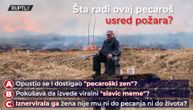 Šta radi ovaj pecaroš usred požara? Postigao zen, iznervirala ga žena ili traži internet slavu