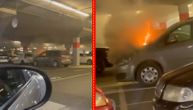 Snimak buktinje u garaži tržnog centra: Zapalio se automobil u Merkatoru