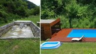 Tomislav od zapuštenog ribnjaka napravio bazen u dvorištu: Betonski blokovi i pesak za parče raja