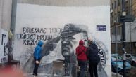 Belgrade mural dedicated to Ratko Mladic was briefly painted over, group of young men cleaned it