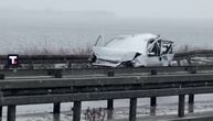 Nesreća na Pančevačkom mostu, automobil potpuno smrskan