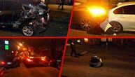 Krš i lom na Slaviji, točak nasred puta: Snimak i fotke nakon suludog zakucavanja "volva" u parkirana vozila
