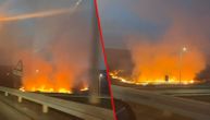 Auto-put kod Beograda u dimu: Gori nisko rastinje u blizini Mladenovca