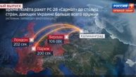 Strašna pretnja Evropi na ruskoj TV: Prikazali koliko treba "Satani" da doleti do glavnih gradova