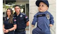 Mama i tata policajci, a i njihov bebac u uniformi: Najslađa fotografija iz Srbije na veoma važan datum