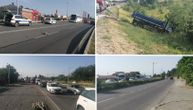 Prve fotografije i snimak lančanog sudara kod Rušnja: Učestvovala 4 vozila, kamion sleteo s puta