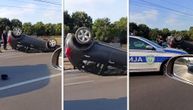 Nezgoda na Novom Beogradu: Automobil završio na krovu, unutra bio samo vozač