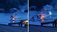 Dramatična scena na Savskom keju: Zapalio se gliser blizu splavova, momak na skuteru heroj dana
