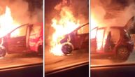 Automobil izgoreo pored puta u Valjevu: Progutao ga ogroman plamen, kuljao gust dim