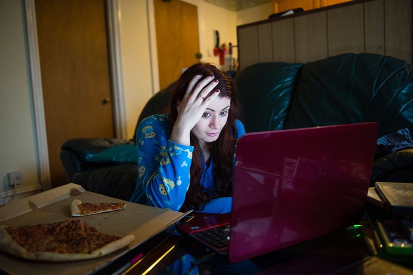 Devojka, kompjuter, laptop, stres, glava