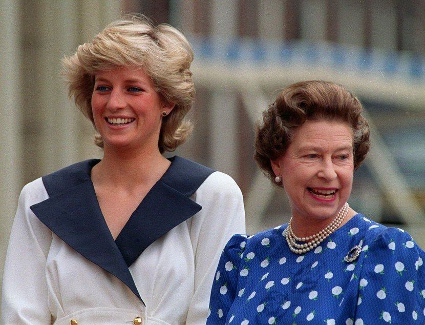 1987. god. Kraljica Elizabeta II i princeza Dajana