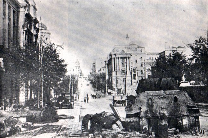 Oslobođenje Beograda, II Drugi svetski rat, Bojiste_u_ulici_Kneza_Milosa_1944