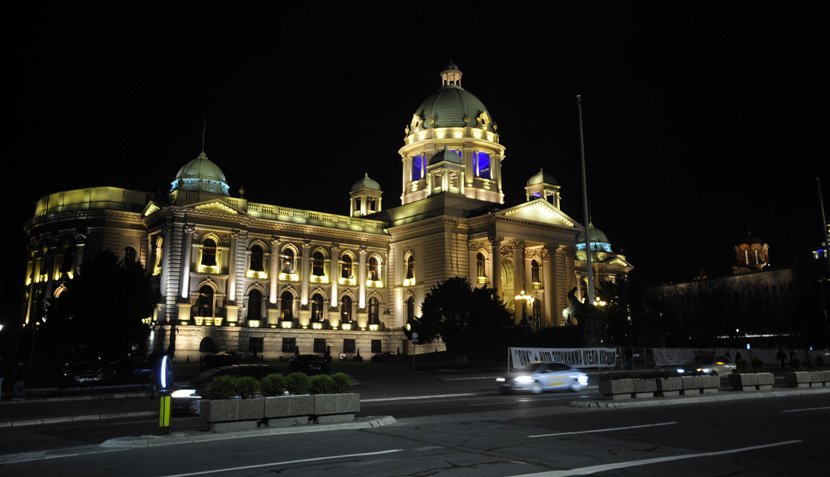 Upaljena svetla na Domu Narodne Skupštine Srbije u okviru akcije - Sat za našu planetu