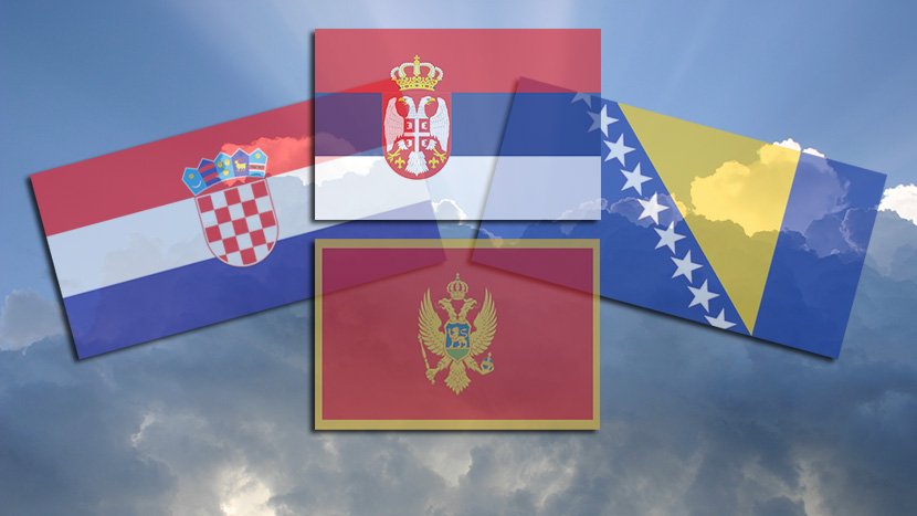 Srbija, Hrvatska, Crna Gora, Bosna, zastava, nebo