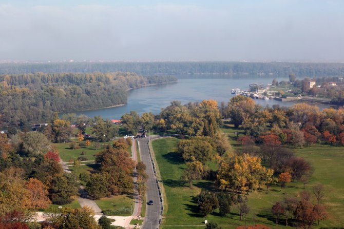 Beograd, panorama grada, Ušće, reka, Muzej savremene umetnosti 