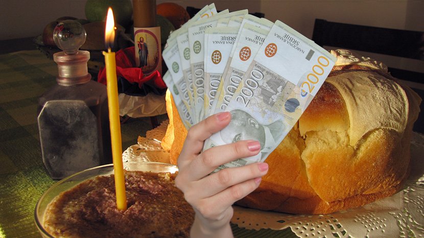Slava, slavski kolač, novac, dinari