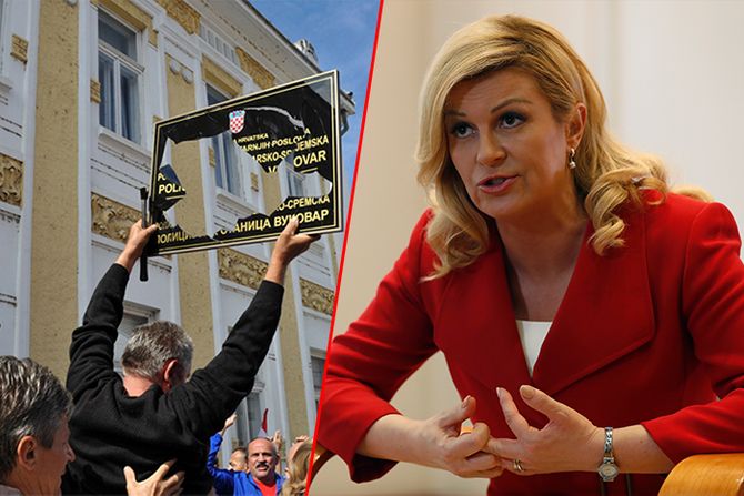 Kolinda Kitarovic, Vukovar, Dvojezicka tabla