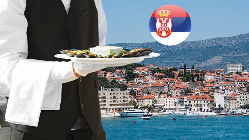 Dalmacija, konobar, srpska zastava