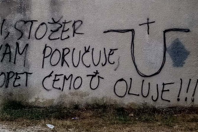 Ustaški grafit u selu Zapužane kod Benkovca