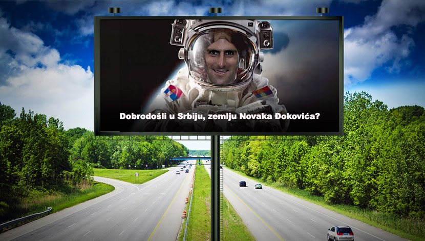 Novak DJokovic, astronaut, bilbord