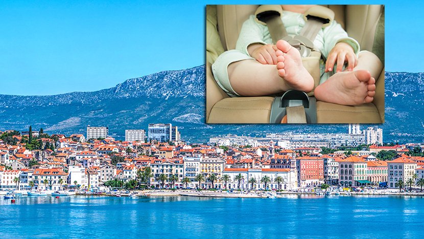 Split, Hrvatska, beba u automobilu