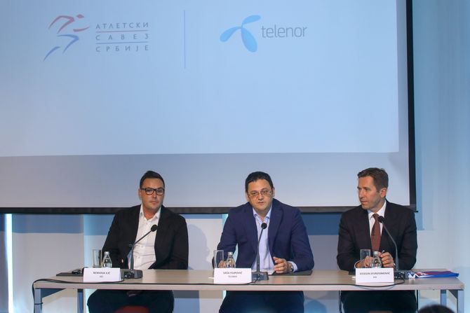 Veselin Jevrosimović, Saša Filipović, Nemanja Ilić, Atletika, konferencija, Telenor, sponzorstvo, Atletski savez Srbije, potpisivanje ugovora