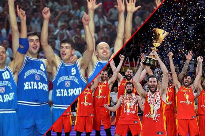 Baket, mundobasket, reprezentacija Jugoslavije, Reprezentacija spanije, nekad i sad